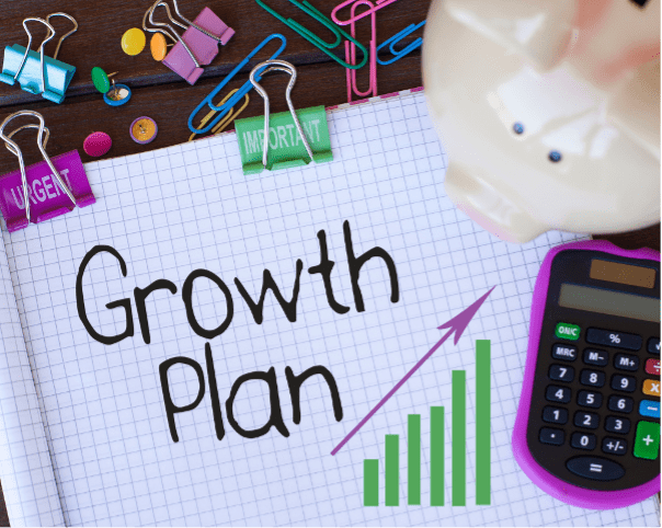 business growth planning with piggy bank