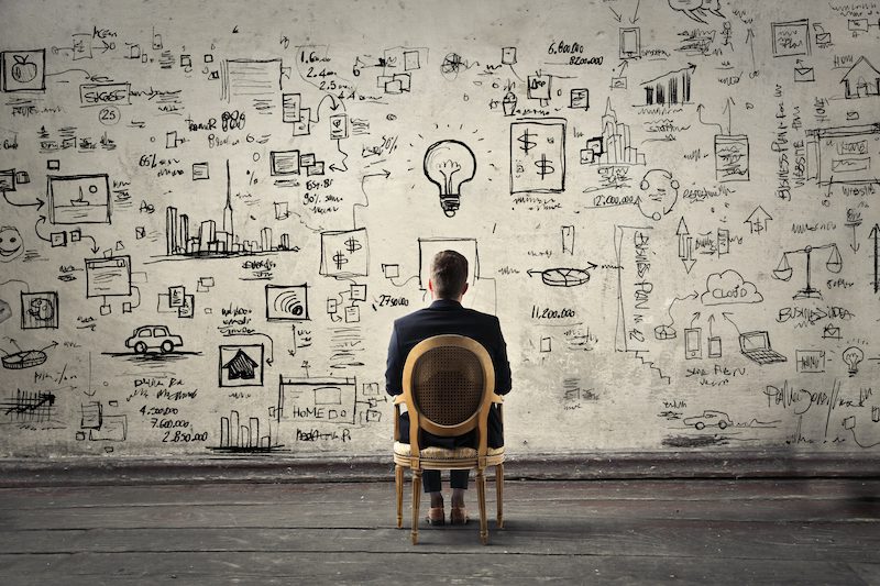 business planning on a wall - business strategy model