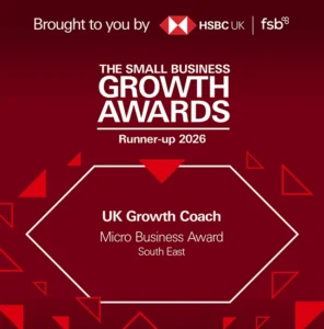 HSBC FSB Small Business Growth Awards 2026 Best Micro Business South East UK Growth Coach runner up badge